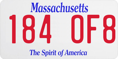 MA license plate 184OF8