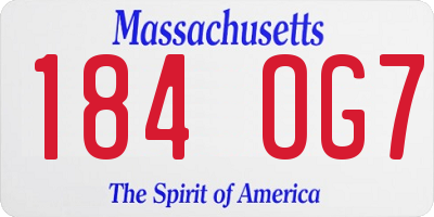 MA license plate 184OG7