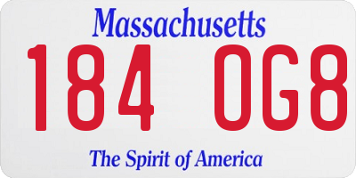 MA license plate 184OG8