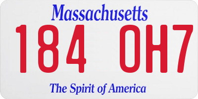 MA license plate 184OH7