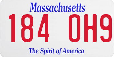 MA license plate 184OH9