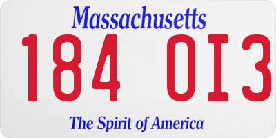 MA license plate 184OI3
