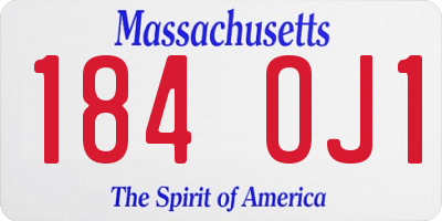 MA license plate 184OJ1