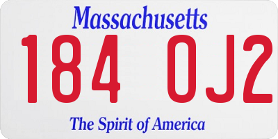 MA license plate 184OJ2