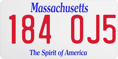 MA license plate 184OJ5