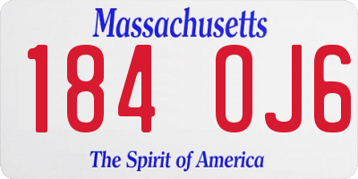 MA license plate 184OJ6