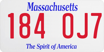 MA license plate 184OJ7