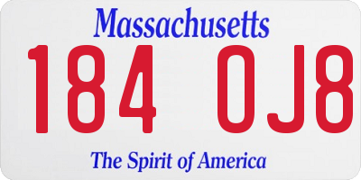 MA license plate 184OJ8