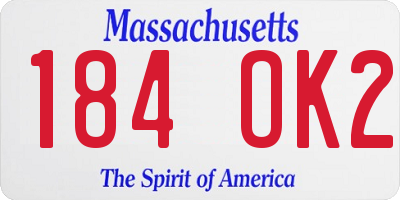 MA license plate 184OK2