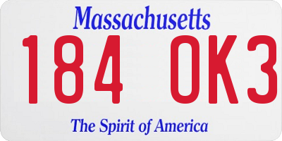 MA license plate 184OK3