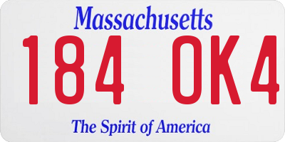 MA license plate 184OK4