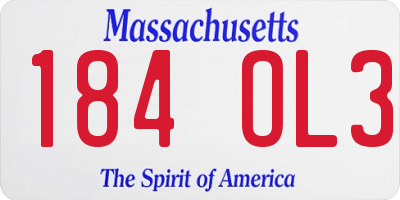 MA license plate 184OL3