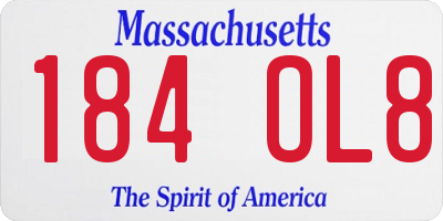 MA license plate 184OL8