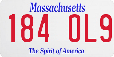 MA license plate 184OL9