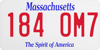 MA license plate 184OM7