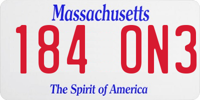 MA license plate 184ON3