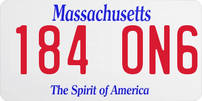 MA license plate 184ON6