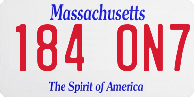 MA license plate 184ON7