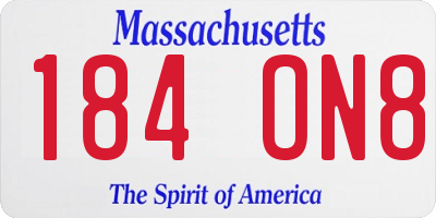 MA license plate 184ON8