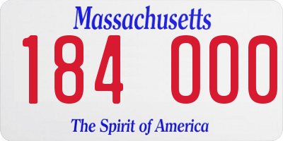 MA license plate 184OO0