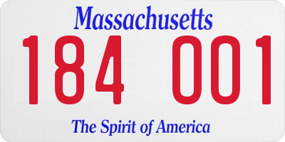 MA license plate 184OO1