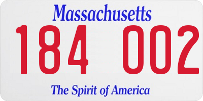 MA license plate 184OO2