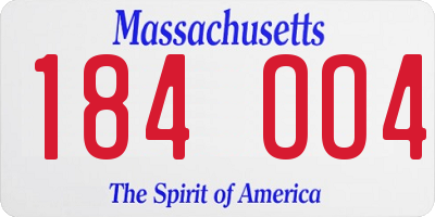 MA license plate 184OO4