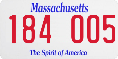 MA license plate 184OO5