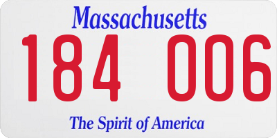 MA license plate 184OO6