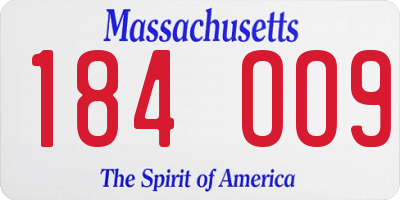 MA license plate 184OO9