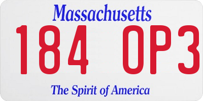 MA license plate 184OP3