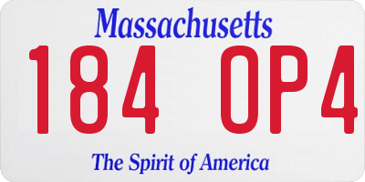 MA license plate 184OP4