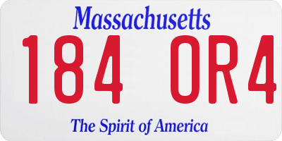 MA license plate 184OR4