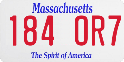 MA license plate 184OR7