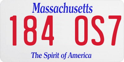 MA license plate 184OS7
