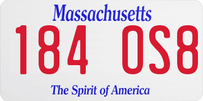 MA license plate 184OS8