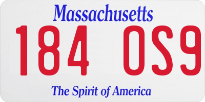 MA license plate 184OS9