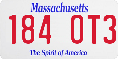 MA license plate 184OT3