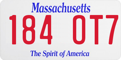 MA license plate 184OT7