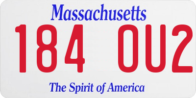 MA license plate 184OU2