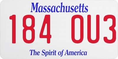 MA license plate 184OU3