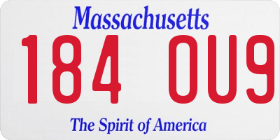 MA license plate 184OU9
