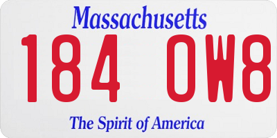 MA license plate 184OW8