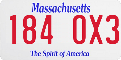 MA license plate 184OX3