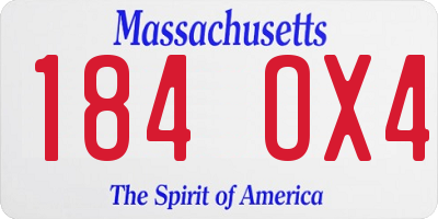 MA license plate 184OX4