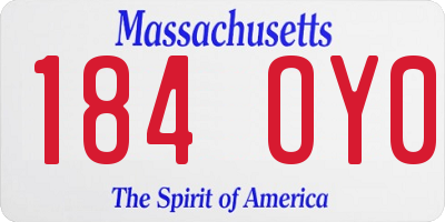 MA license plate 184OY0