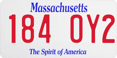 MA license plate 184OY2