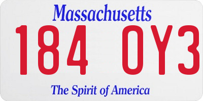 MA license plate 184OY3
