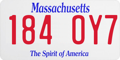 MA license plate 184OY7