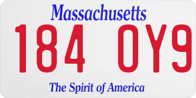 MA license plate 184OY9